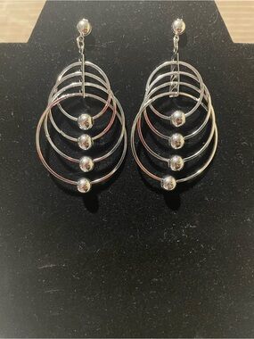 Silver Multi-Hoop Drop Earrings - Women Jewelry